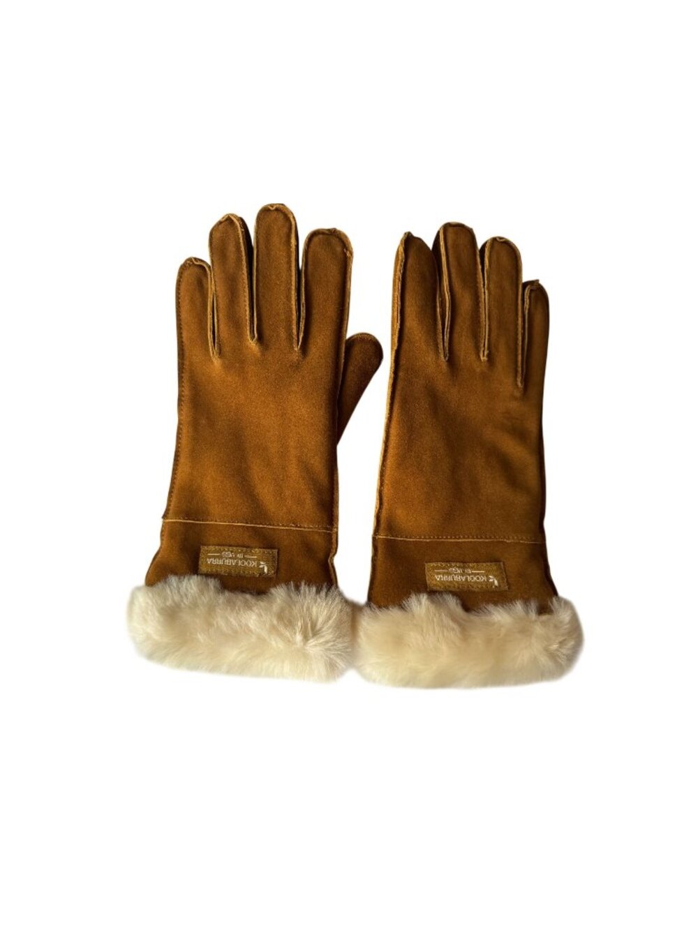 Koolaburra By UGG Womens Genuine Suede Leather Gloves Faux Fur Cuff Brown Small